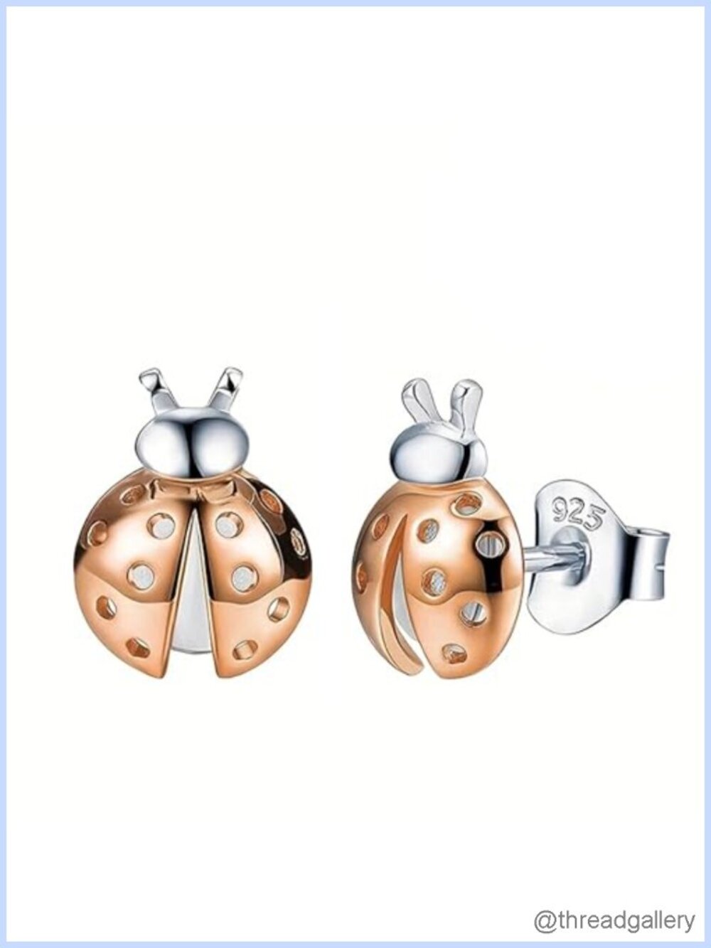 Sterling Silver Ladybug Stud Earrings Cute Hypoallergenic Dainty Women's Jewelry